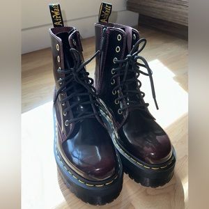 DR. MARTENS JADON ARCADIA CHERRY RED BOOTS NEW